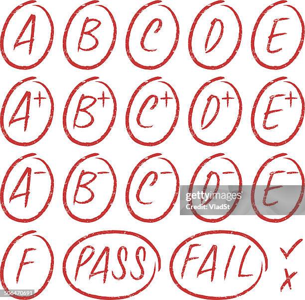 school grades - rubber stamps - letter a stock illustrations