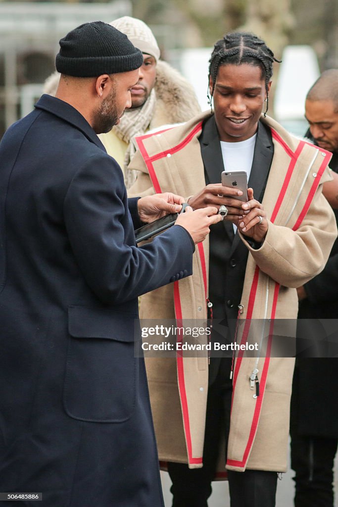 Rapper Asap Rocky attending the Dior show during Paris Fashion Week ...