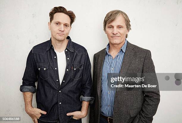 Filmmaker Matt Ross and actor Viggo Mortensen from the film ''Captain Fantastic" pose for a portrait during the Getty Images Portrait Studio hosted...