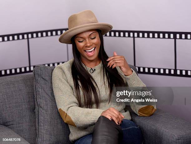 Actress Tika Sumpter in the IMDb Studio In Park City for "IMDb Asks": Day Two - on January 23, 2016 in Park City, Utah.