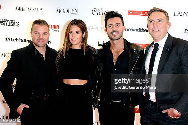 Nick Stenson, Ashley Tisdale, George Papanikolas and Paul Schiraldi pose during the Matrix Total Results At Destination on January 23, 2016 in...