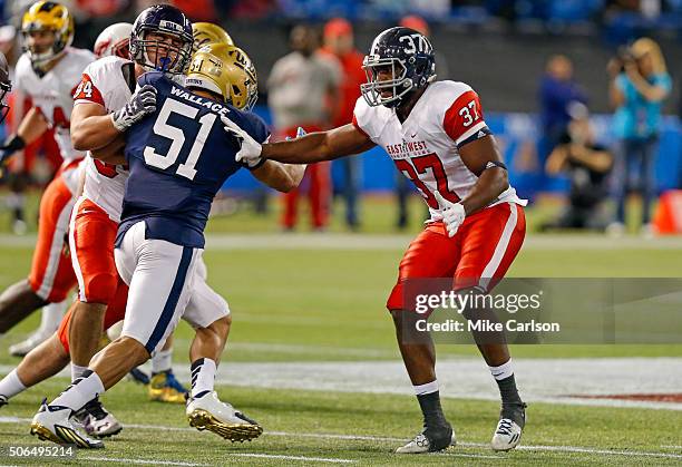 Antwione Willams from Georgia Southern playing on the East Team against the West Team during the first half of the East West Shrine Game at Tropicana...