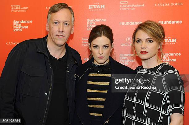 Writer/director Lodge Kerrigan, actors Riley Keough, and Amy Seimetz attend "The Girlfriend Experience" Premiere during the 2016 Sundance Film...