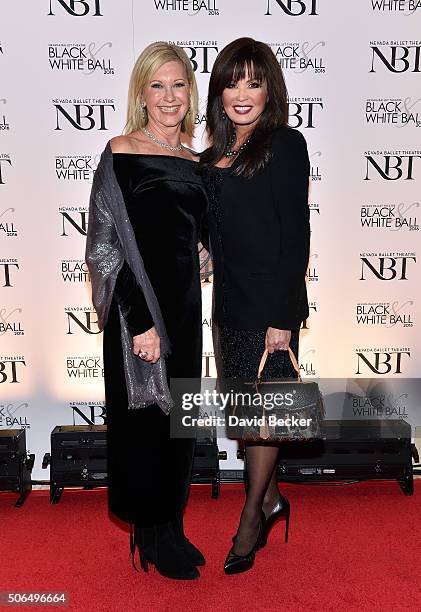 Entertainers Olivia Newton-John and Marie Osmond attend Nevada Ballet Theatre's 32nd annual Black & White Ball honoring Newton-John at Wynn Las Vegas...