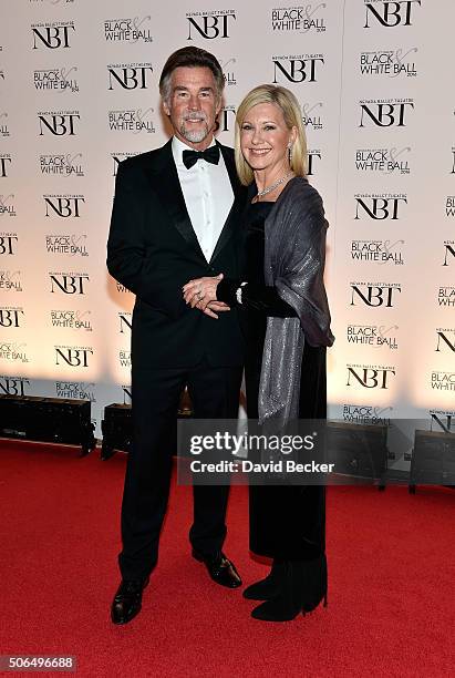 Entertainer Olivia Newton-John and her husband, John Easterling, attend Nevada Ballet Theatre's 32nd annual Black & White Ball honoring her at Wynn...