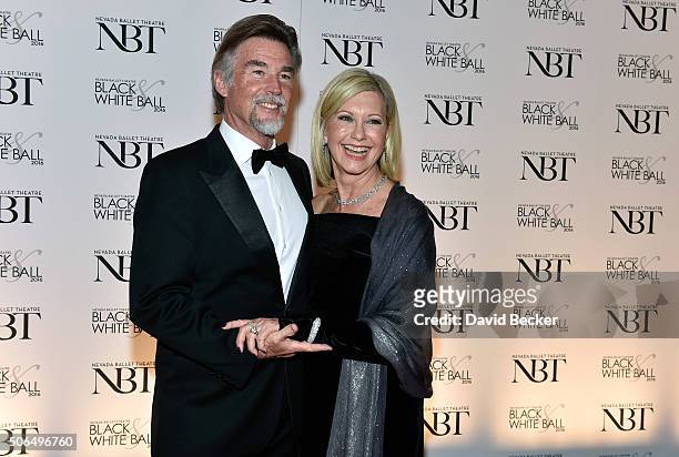 Entertainer Olivia Newton-John and her husband, John Easterling, attend Nevada Ballet Theatre's 32nd annual Black & White Ball honoring her at Wynn...