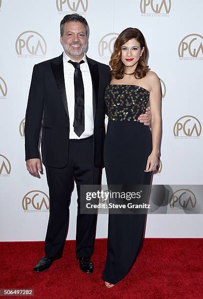 Chair Michael De Luca and Angelique De Luca attend the 27th Annual Producers Guild Awards at the Hyatt Regency Century Plaza on January 23, 2016 in...