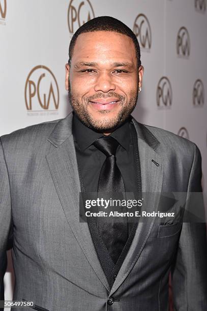 Actor Anthony Anderson attends the 27th Annual Producers Guild Of America Awards at the Hyatt Regency Century Plaza on January 23, 2016 in Century...