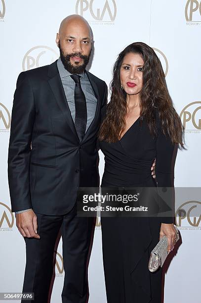 Writer/producer John Ridley and Gayle Ridley attend the 27th Annual Producers Guild Awards at the Hyatt Regency Century Plaza on January 23, 2016 in...