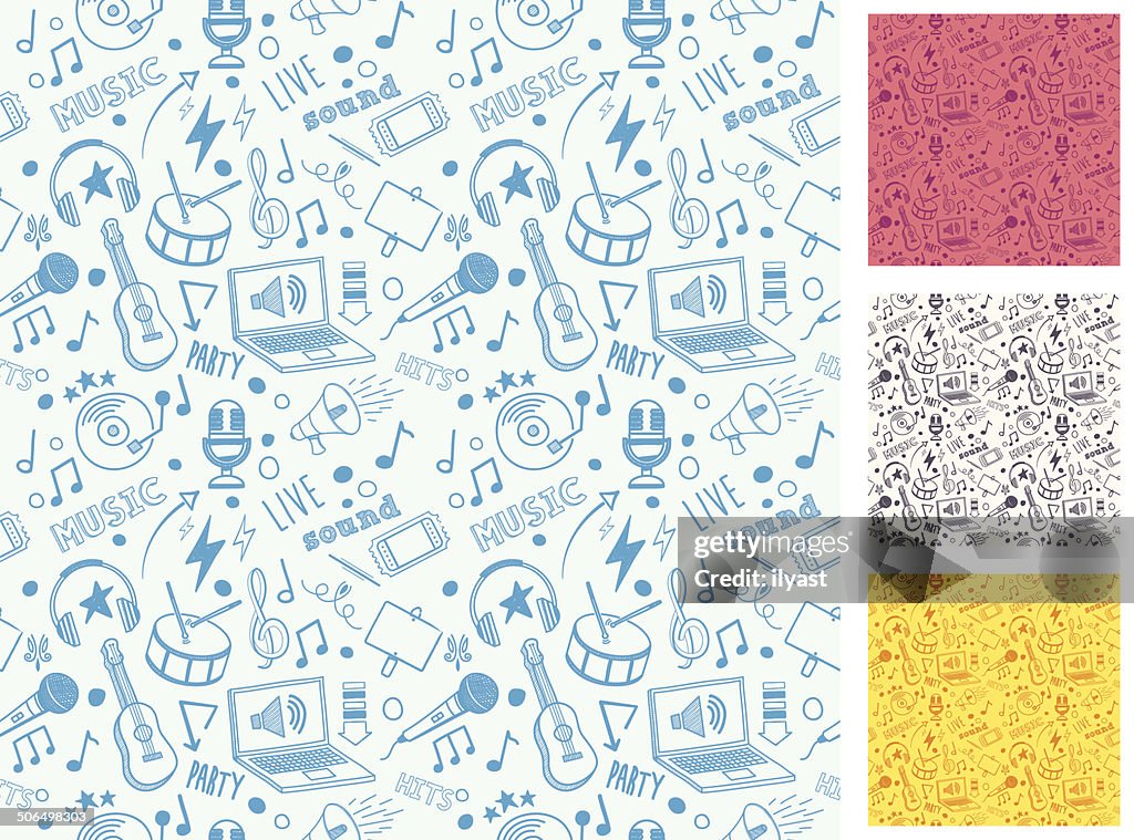 Seamless Music Doodle Pattern