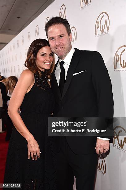 Natalie Reisman and producer Basil Iwanyk attend the 27th Annual Producers Guild Of America Awards at the Hyatt Regency Century Plaza on January 23,...