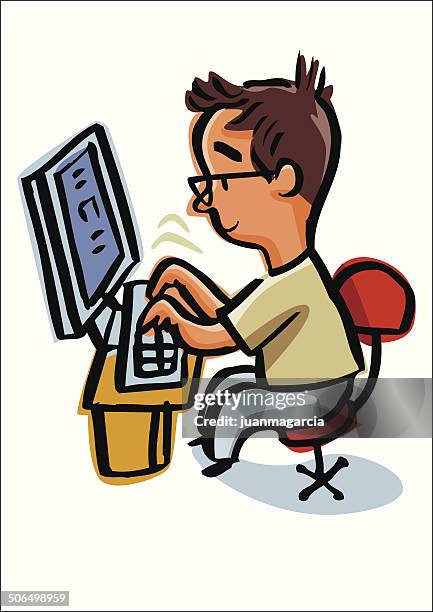 Bodybuilder Typing On Computer Man Typing On Your Computer Keyboard High-Res Vector Graphic - Getty Images