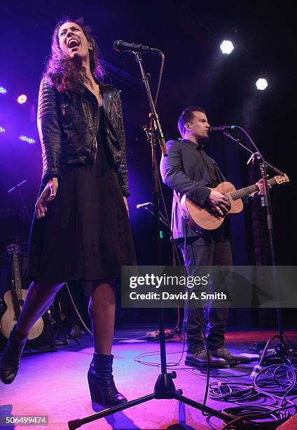 Amanda Sudano and Abner Ramirez of Johnnyswim perform at Iron City on January 23, 2016 in Birmingham, Alabama.
