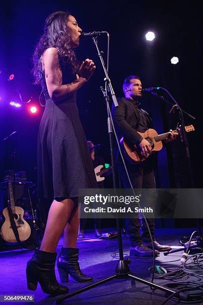 Amanda Sudano and Abner Ramirez of Johnnyswim perform at Iron City on January 23, 2016 in Birmingham, Alabama.