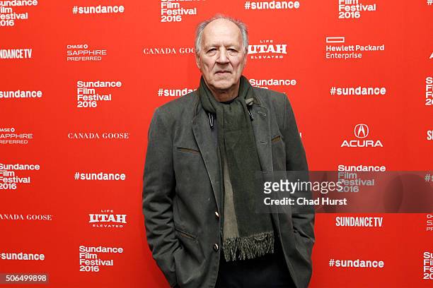 Director Werner Herzog attends the "Lo And Behold, Reveries Of The Connected World" Premiere during the 2016 Sundance Film Festival at The Marc...