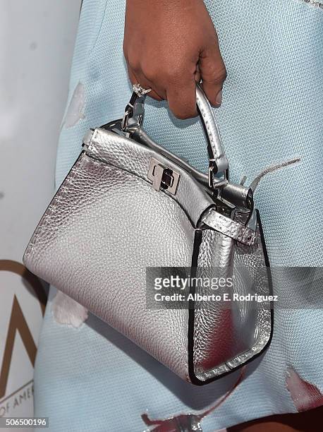Shonda Rhimes, purse detail, recipient of the Norman Lear Achievement Award, attends the 27th Annual Producers Guild Of America Awards at the Hyatt...