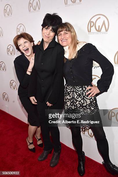 Actress Frances Fisher, songwriter Diane Warren, and producer/director Catherine Hardwicke attend 27th Annual Producers Guild Of America Awards at...