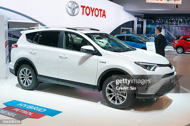 toyota rav4 hybrid crossover suv - hybrid vehicle stock pictures, royalty-free photos & images