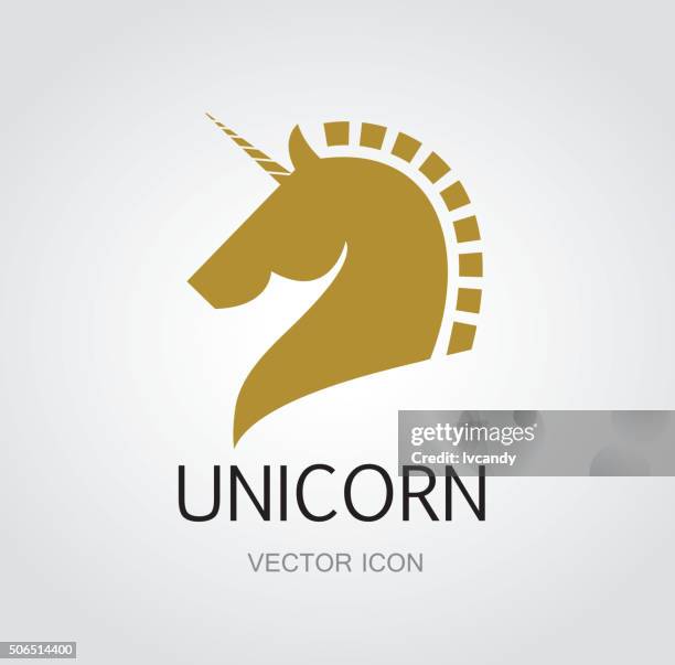 unicorn symbol - head silhouette stock illustrations