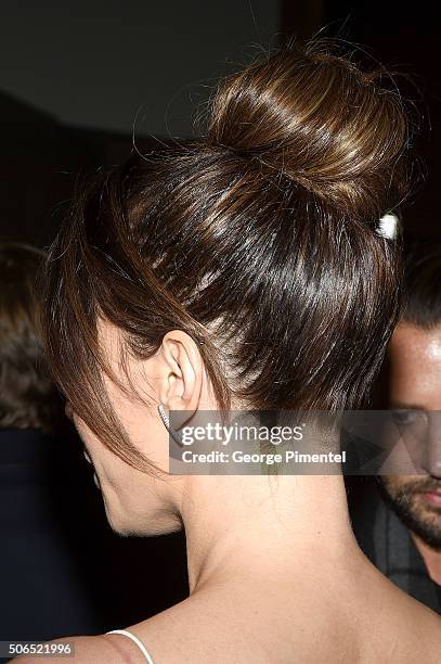 Actress Kate Beckinsale, hair detail, attends the "Love & Friendship" Premiere during the 2016 Sundance Film Festival at Eccles Center Theatre on...