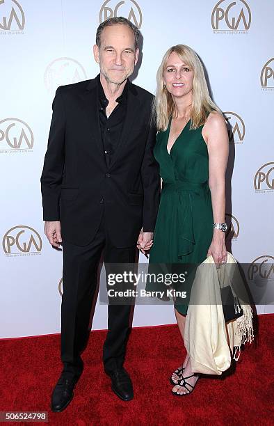 Producer Marshall Herkovitz and photographer Landry Major attend the 27th Annual Producers Guild Of America Awards at the Hyatt Regency Century Plaza...