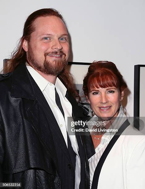 Actress Patricia Tallman and Ken Gust attend the Billy Zane opening night reception for his debut photo exhibit at Leica Gallery Los Angeles on...