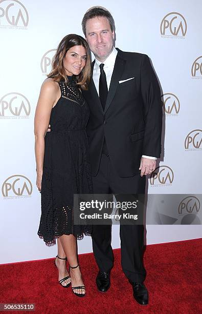 Natalie Reisman and producer Basil Iwanyk attend the 27th Annual Producers Guild Of America Awards at the Hyatt Regency Century Plaza on January 23,...