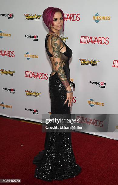 Adult film actress Anna Bell Peaks attends the 2016 Adult Video News Awards at the Hard Rock Hotel & Casino on January 23, 2016 in Las Vegas, Nevada.