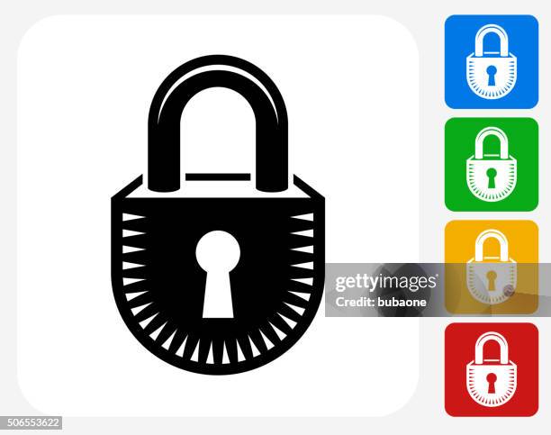 security lock icon flat graphic design - security guard white background stock illustrations