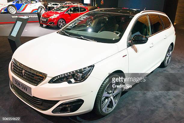 peugeot 308 sw estate car - peugeot stock pictures, royalty-free photos & images