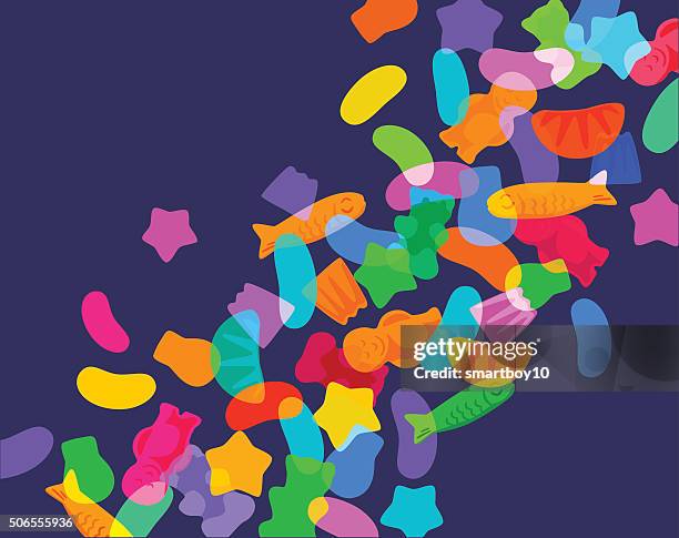 stockillustraties, clipart, cartoons en iconen met candy sweets and jelly babies - gummi bears