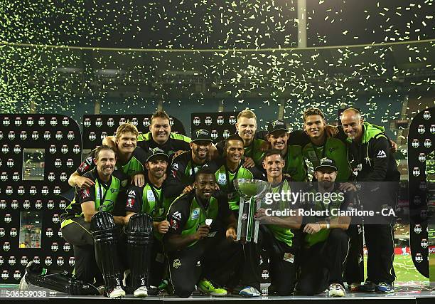 The Sydney Thunder celebrate after winning the Big Bash League final match between Melbourne Stars and the Sydney Thunder at Melbourne Cricket Ground...