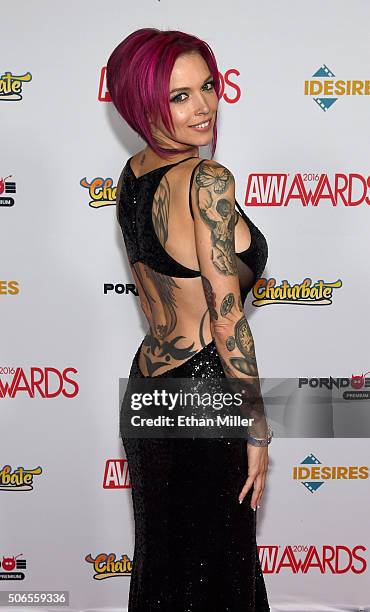 Adult film actress Anna Bell Peaks attends the 2016 Adult Video News Awards at the Hard Rock Hotel & Casino on January 23, 2016 in Las Vegas, Nevada.