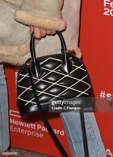 Actress Chloe Sevigny, Purse Detail, attends the 'Love & Friendship' Premiere during the 2016 Sundance Film Festival at Eccles Center Theatre on...