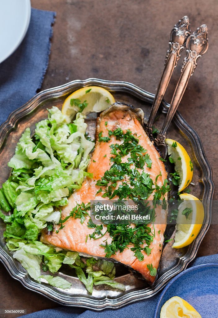 Salad with salmon