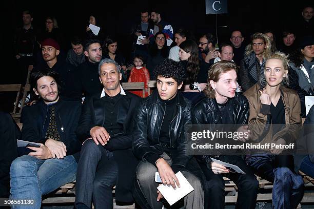 Actors Felix de Givry, Sami Bouajila, Guest, Lucas Ionesco and Aymeline Valade attend the Lanvin Menswear Fall/Winter 2016-2017 show as part of Paris...