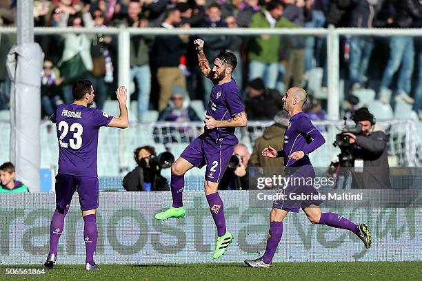 Gonzalo Rodriguez of ACF Fiorentina celebrates after scoring a goal during the Serie A match between ACF Fiorentina and Torino FC at Stadio Artemio...