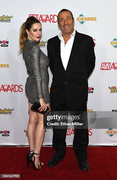 Adult film actress Samantha Bentley and adult film producer/director John Stagliano attend the 2016 Adult Video News Awards at the Hard Rock Hotel &...