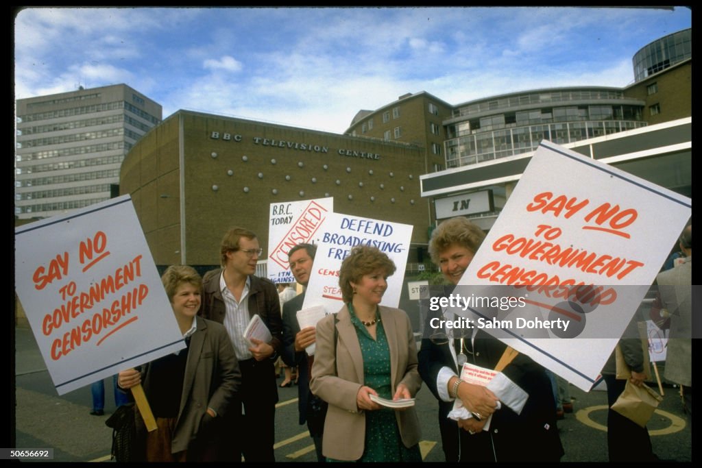 Demonstrators from the British Broadcast