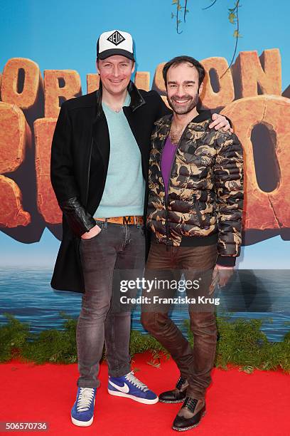 Martin Lang and Ivan Strano attend the 'Robinson Crusoe' Berlin Premiere at the Zoo Palast on January 24, 2016 in Berlin, Germany.