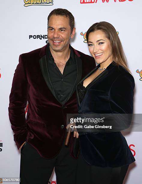 Adult actor/director Steven St. Croix and adult film actress Dani Daniels attend the 2016 Adult Video News Awards at the Hard Rock Hotel & Casino on...