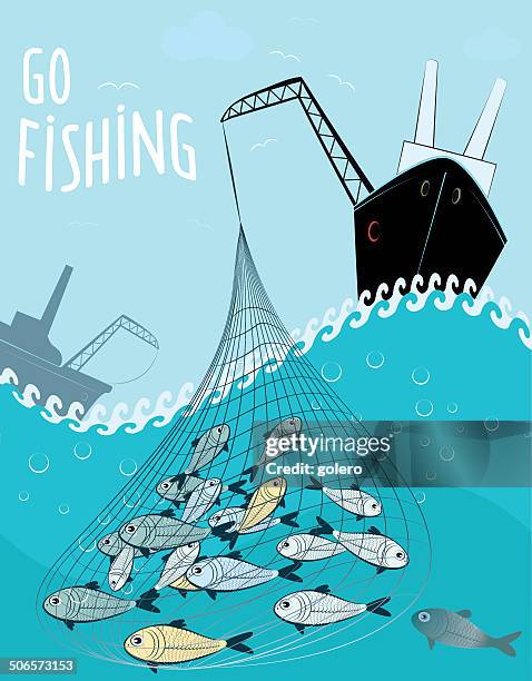 go fishing - commercial fishing boat stock illustrations