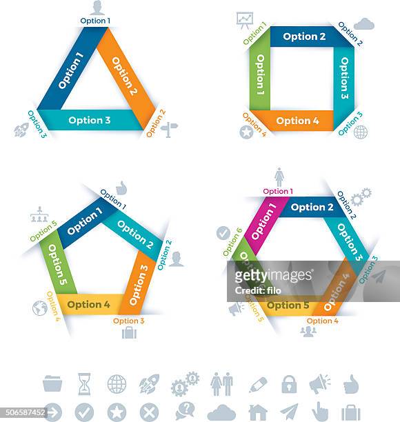flache design-anschluss infografik symbole - 3 part infographic stock-grafiken, -clipart, -cartoons und -symbole