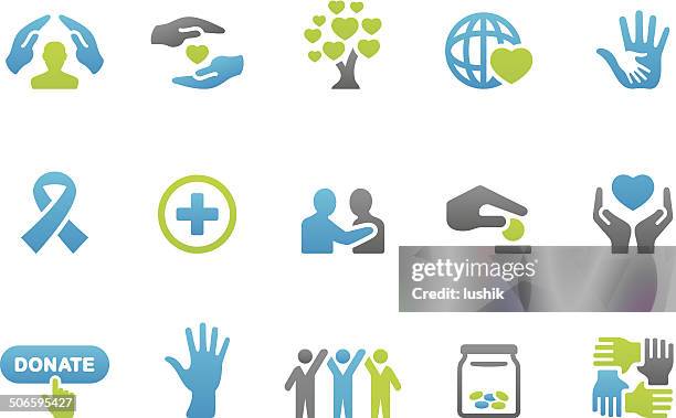 stockillustraties, clipart, cartoons en iconen met stampico icons - charity and relief work - refugees