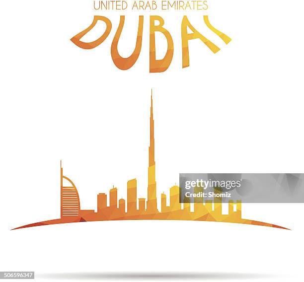 modern dubai cityscape - dubai skyline desert stock illustrations