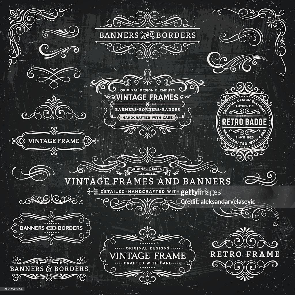 Vintage Frames de quadro-negro, Banners e Emblemas