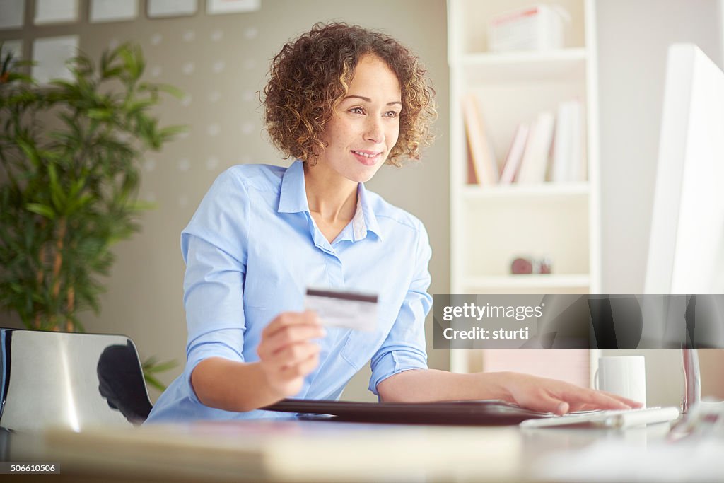 Businesswoman paying online