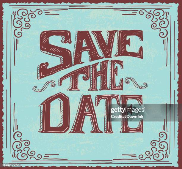 save the date hand lettering word design - save the date stock illustrations