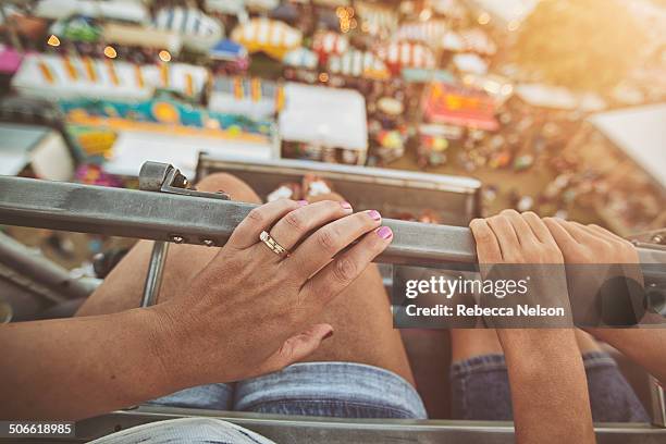 mother and daughter on ferris wheel - personal perspective or pov stock pictures, royalty-free photos & images