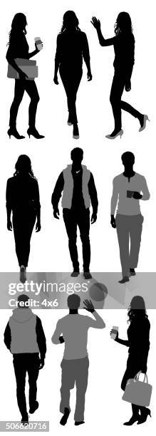 people in various actions - coffee process vector stock illustrations